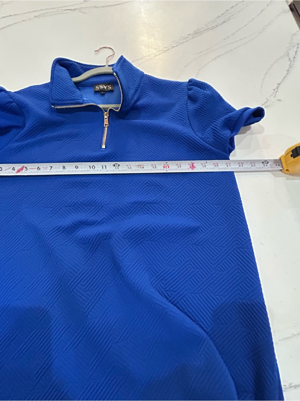 SSYS size L, Royal Blue Textured Zip-Neck Dress - Picture 7 of 9